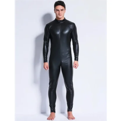 Black Men's Wetlook Catsuit - Image 4