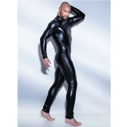 Black Men's Wetlook Catsuit - Image 3