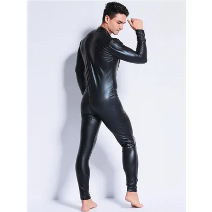 Black Men's Wetlook Catsuit - Image 6