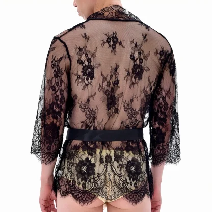 See-through Lace Short Robe - Image 2