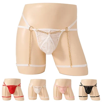 Strappy Lace Chain Decor Thong - Image 7