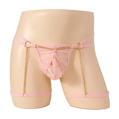 Strappy Lace Chain Decor Thong - Image 4