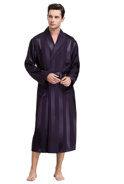 Long Sleeve Striped Comfy Robe - Image 4