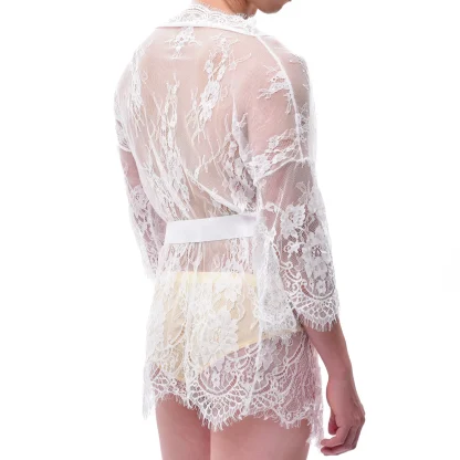 See-through Lace Short Robe - Image 5