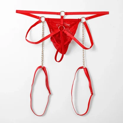 Strappy Lace Chain Decor Thong - Image 6