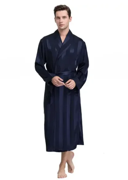 Long Sleeve Striped Comfy Robe - Image 3