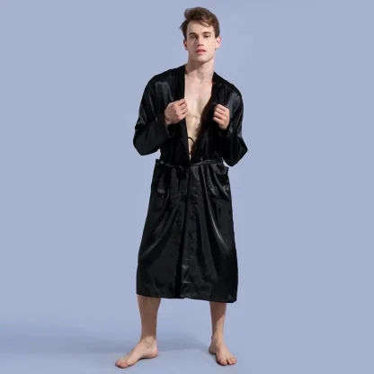 Waist Tie V-neck Shiny Robes - Image 2