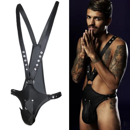 Erotic Black Harness Bodysuit - Image 2