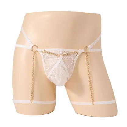 Strappy Lace Chain Decor Thong - Image 2
