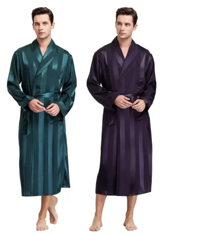 Long Sleeve Striped Comfy Robe - Image 5