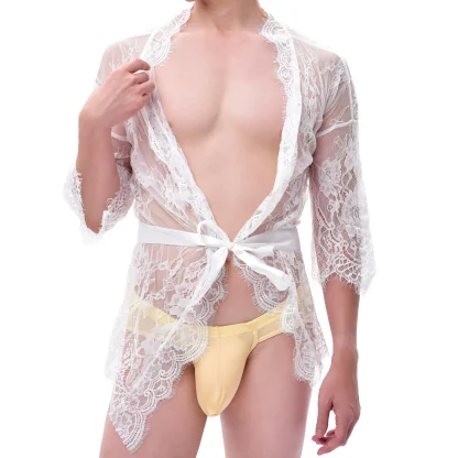 See-through Lace Short Robe - Image 4