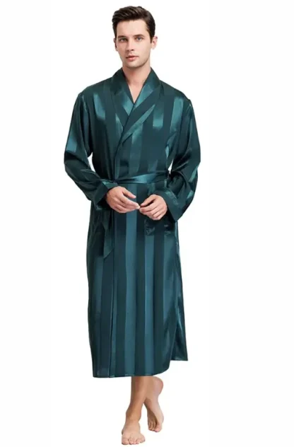 Long Sleeve Striped Comfy Robe - Image 2