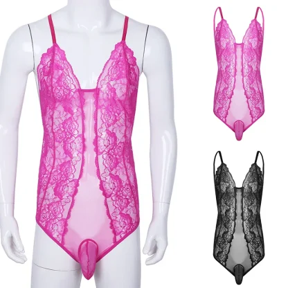 Sheer Lace Spaghetti Strap Bodysuit - Image 9