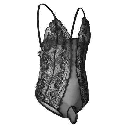 Sheer Lace Spaghetti Strap Bodysuit - Image 3