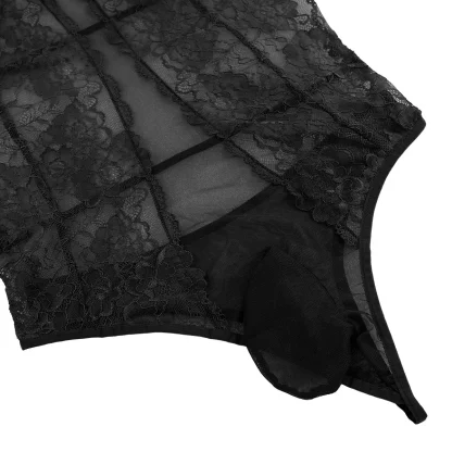Sheer Lace Spaghetti Strap Bodysuit - Image 7