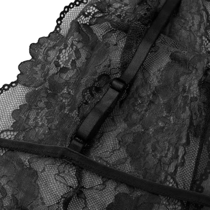 Sheer Lace Spaghetti Strap Bodysuit - Image 8
