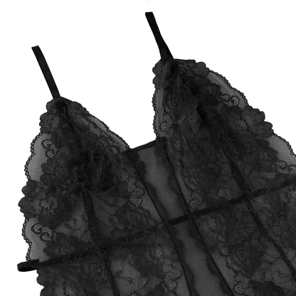 Sheer Lace Spaghetti Strap Bodysuit - Image 6