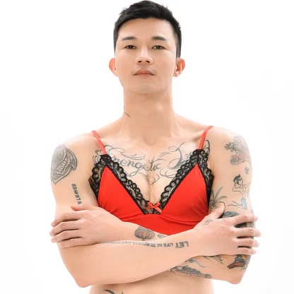V-neck Lace Trim Sexy Bra - Image 3