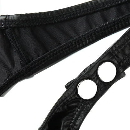 Snap Button Sleek Black Thong - Image 3