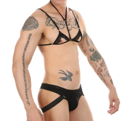 Cutout Cup Sheer Lace Lingerie - Image 3