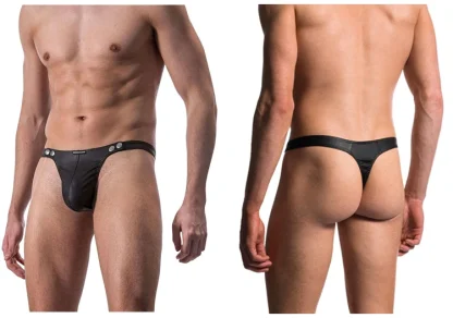 Snap Button Sleek Black Thong - Image 6