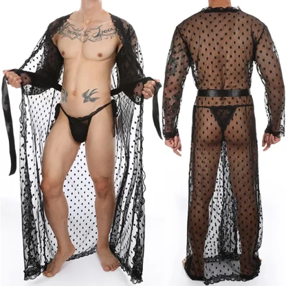 See-through Polka Dot Long Robe